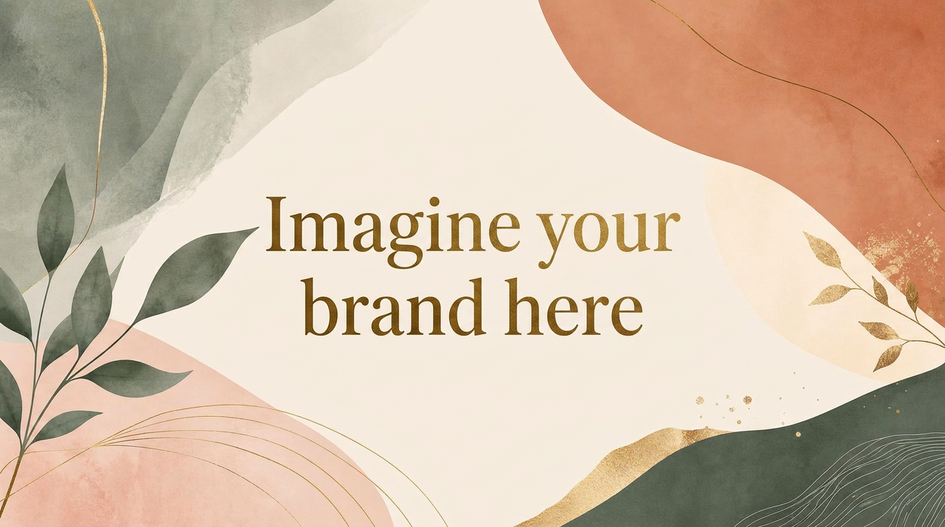 Abstract botanical brand texture in sage, terracotta, blush, and gold